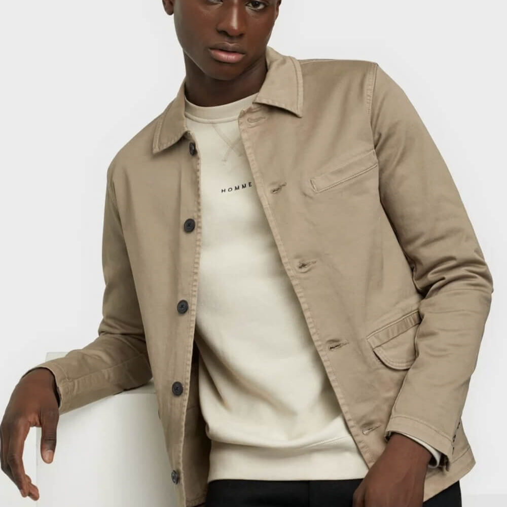 Men’s Casual Button Jacket – Sand